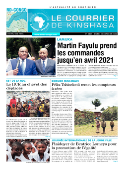 Les Dépêches de Brazzaville : Édition le courrier de kinshasa du 13 octobre 2020