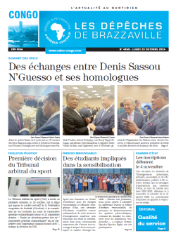 Les Dépêches de Brazzaville : Édition brazzaville du 28 octobre 2024